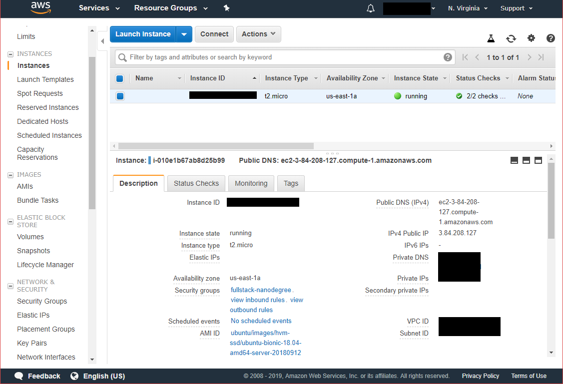 EC2 t2.micro instance